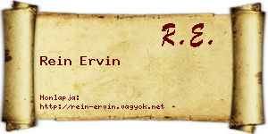 Rein Ervin névjegykártya